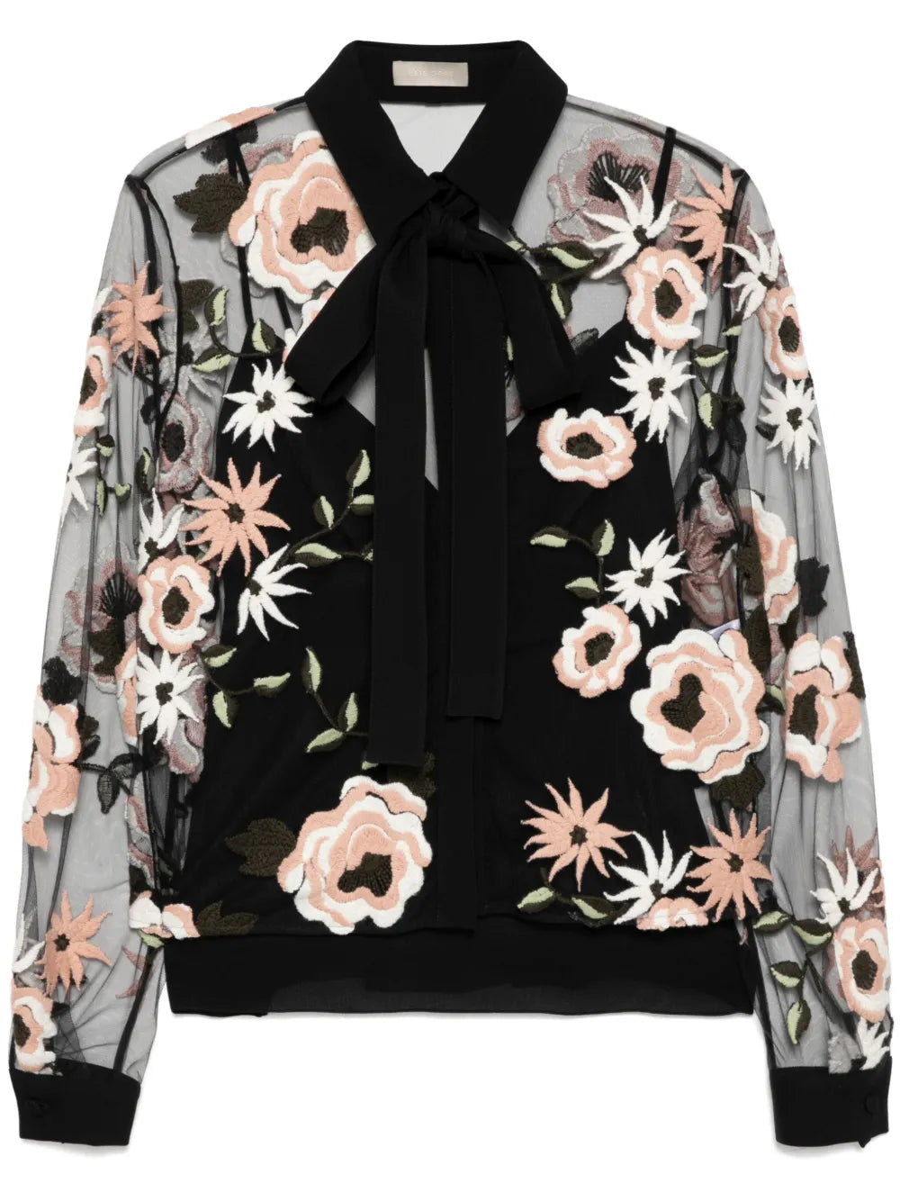 Floral Embroidered Tulle Shirt