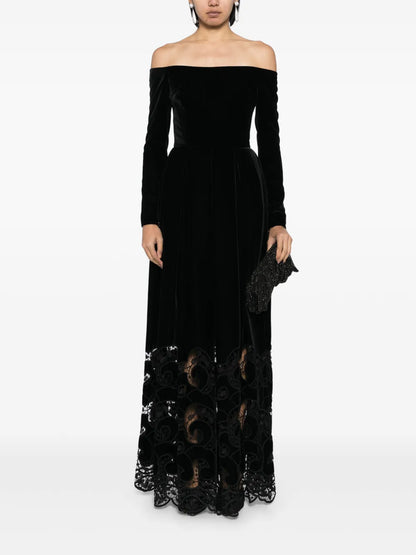 Embroidered Velvet Dress