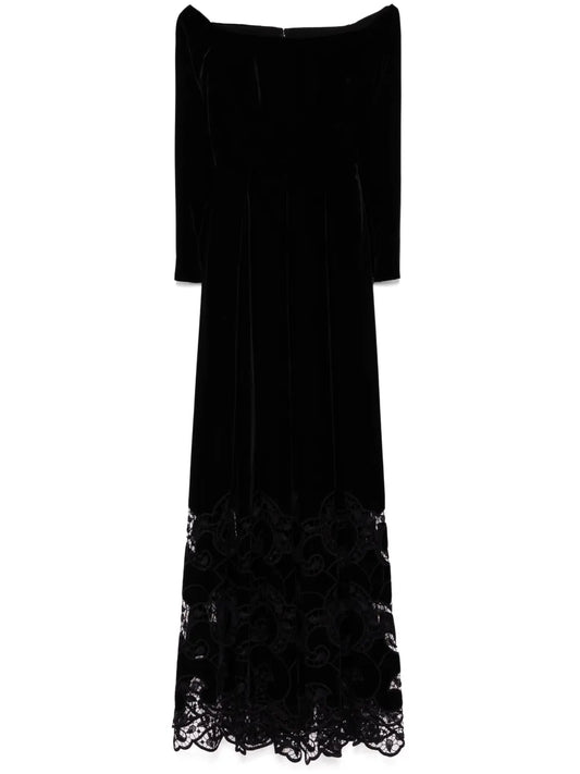 Embroidered Velvet Dress