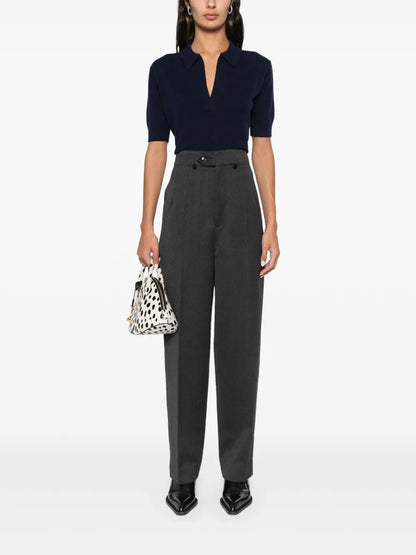 High-Waist Tapered-Leg Trousers