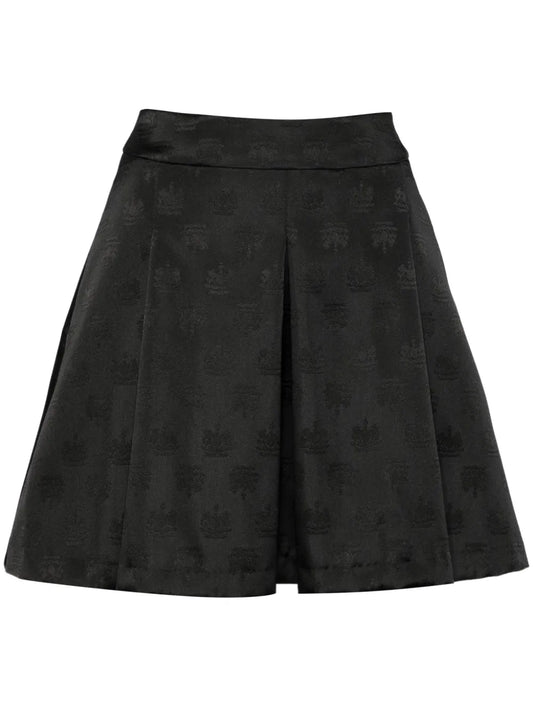 Logo Print Pleated Skirt