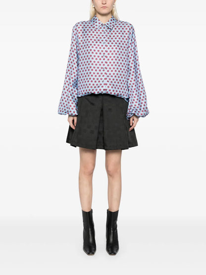 Logo Print Pleated Skirt