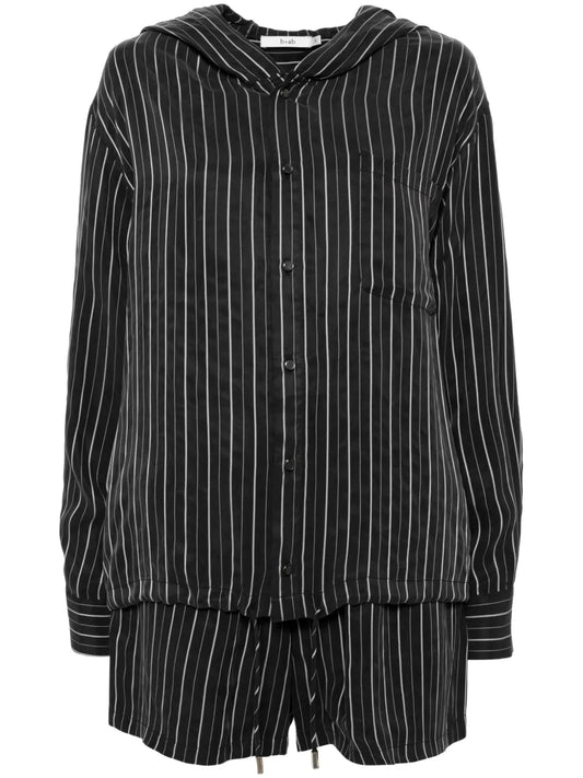 Stripe Hoodie Shirt Shorts Set