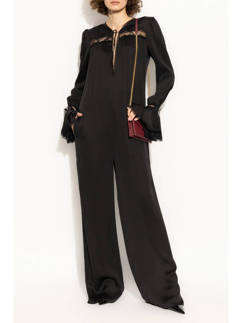 Drawstring Long-Sleeve Jumpsuit
