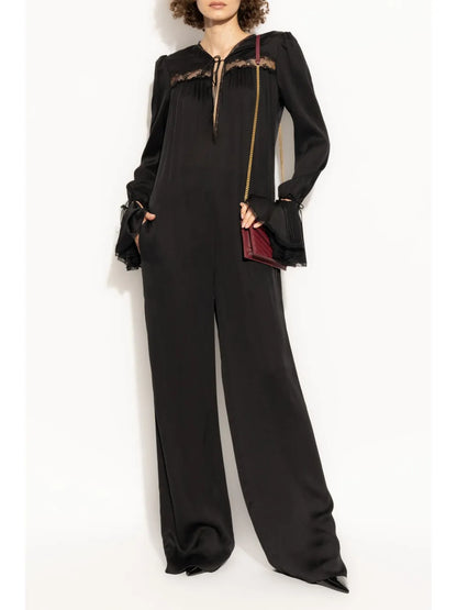 Drawstring Long-Sleeve Jumpsuit