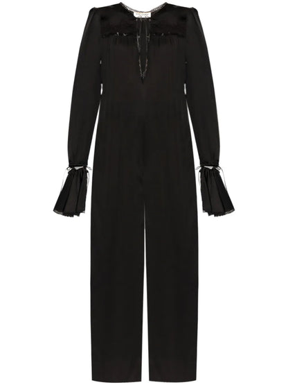 Drawstring Long-Sleeve Jumpsuit