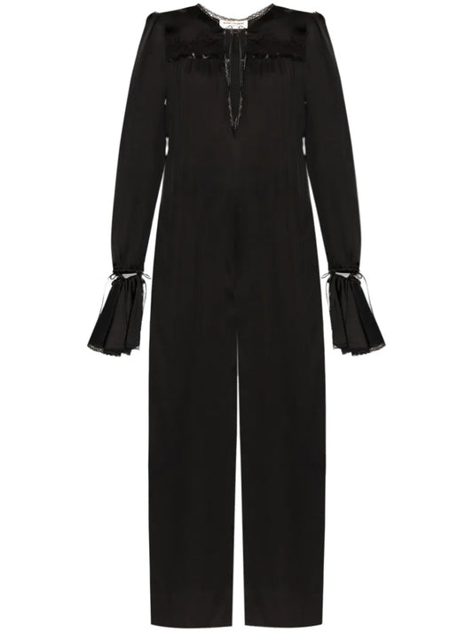 Drawstring Long-Sleeve Jumpsuit