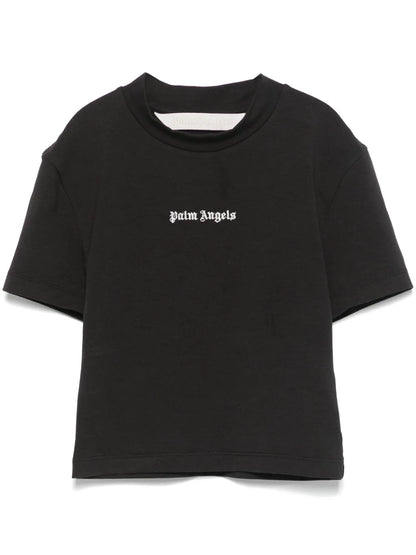 Embroidered-Logo Cropped T-Shirt