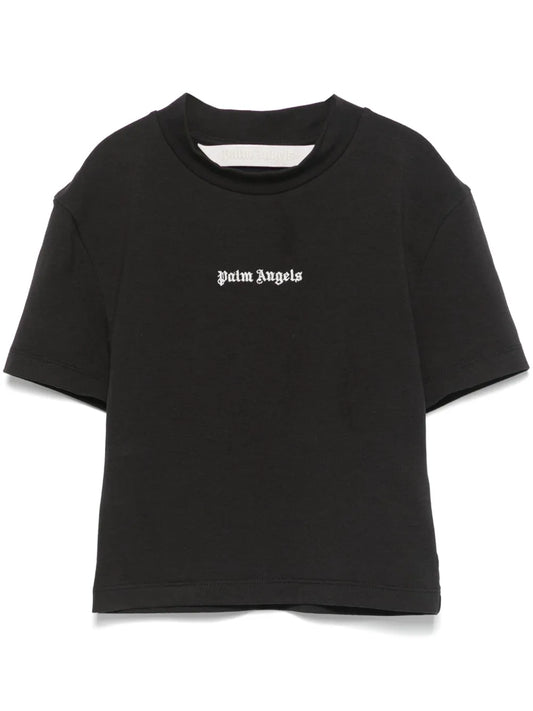 Embroidered-Logo Cropped T-Shirt