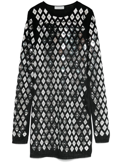 Geometric-Studded Mini Dress