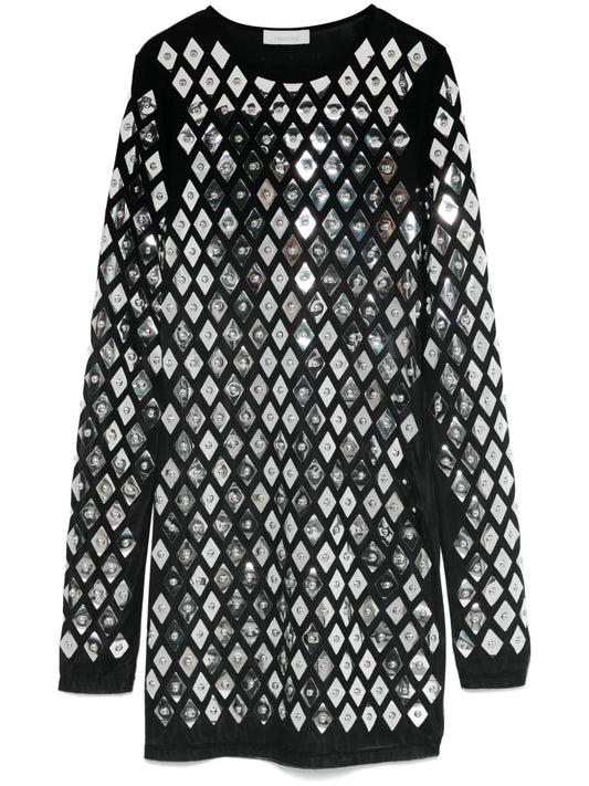 Geometric-Studded Mini Dress