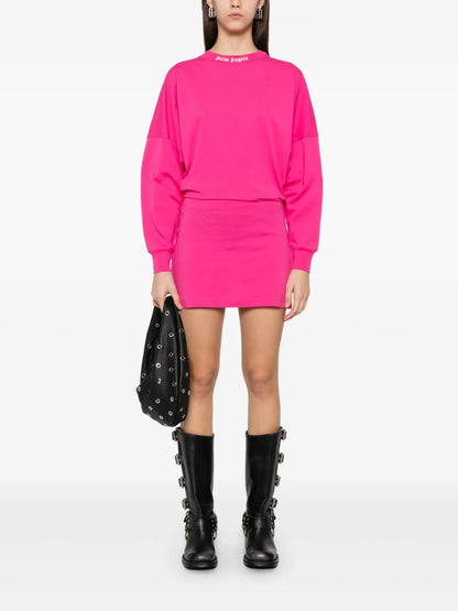 Curved-Logo Mini Dress