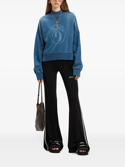 Palm-Print Washed Denim Sweatshirt