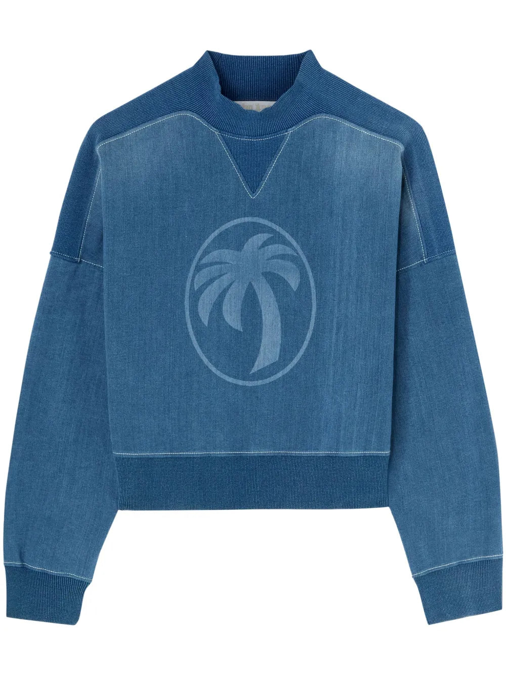 Palm-Print Washed Denim Sweatshirt