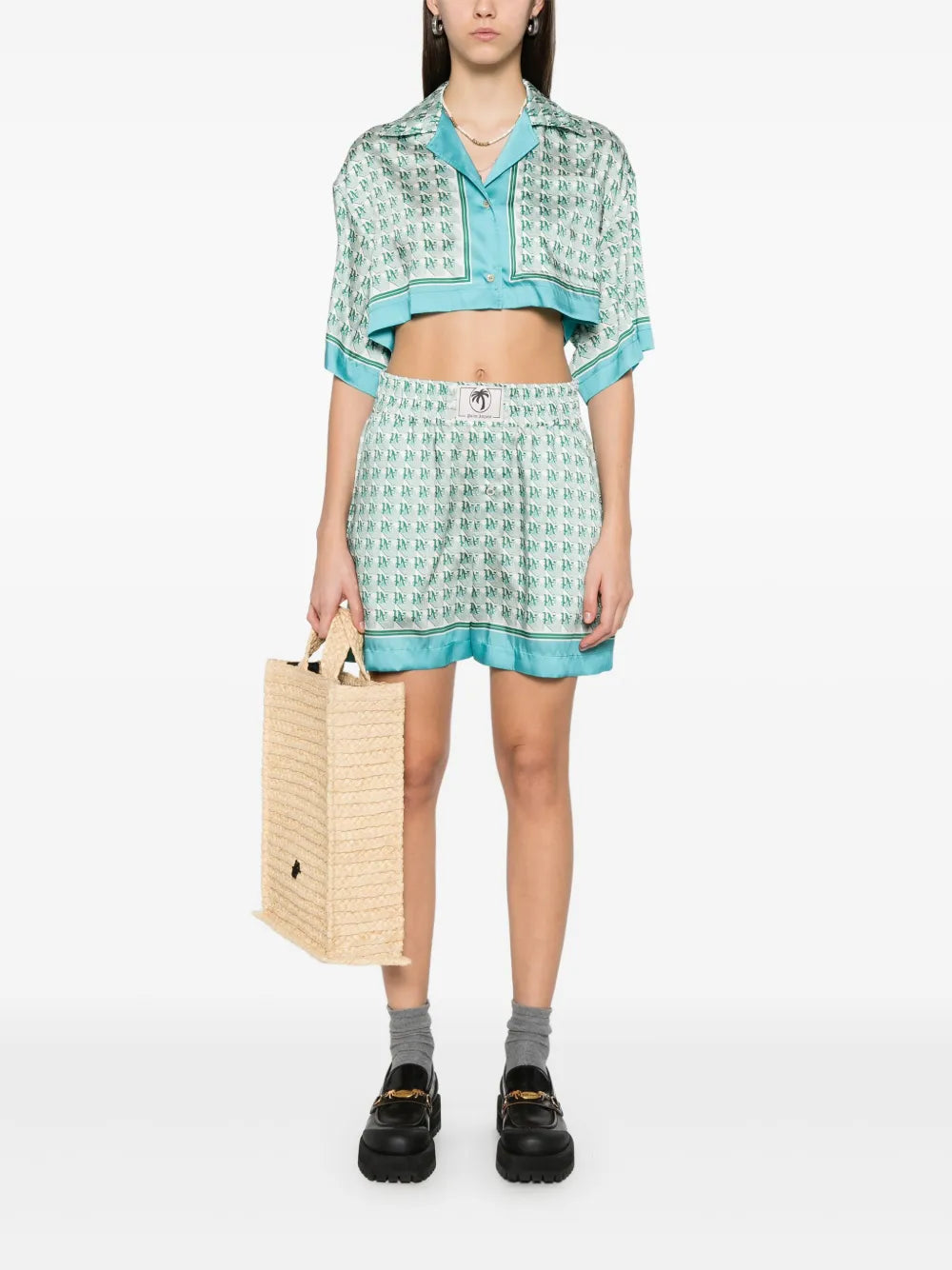 Monogram-Print Cropped Shirt