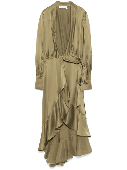 Wrap Silk Midi Dress