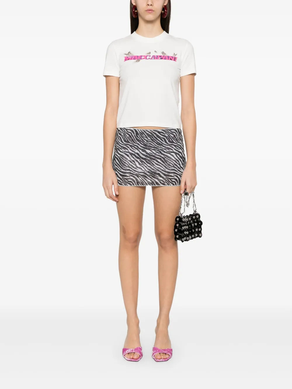Zebra-Print Lurex Mini Skirt