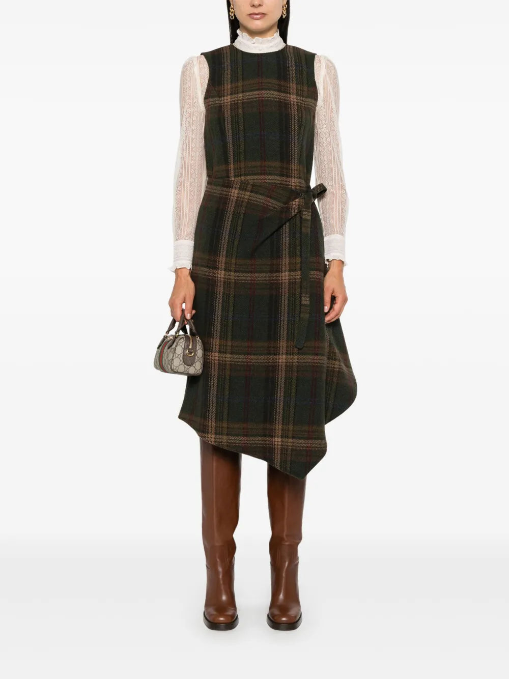 Plaid-Check Midi Dress