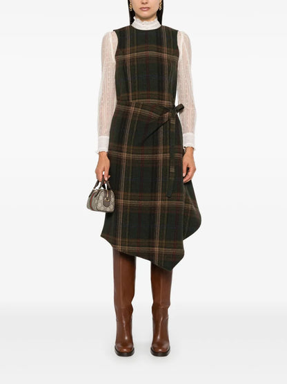 Plaid-Check Midi Dress