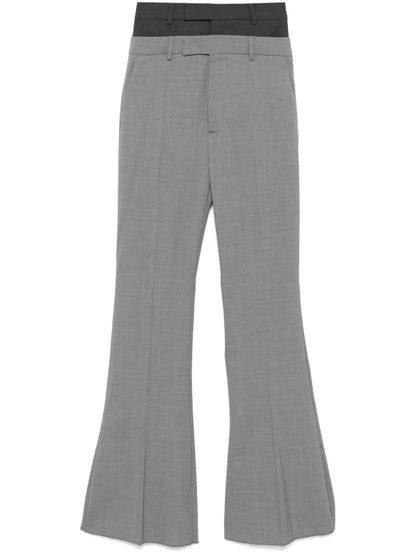 Layered-Effect Flared Trousers