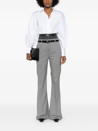Layered-Effect Flared Trousers