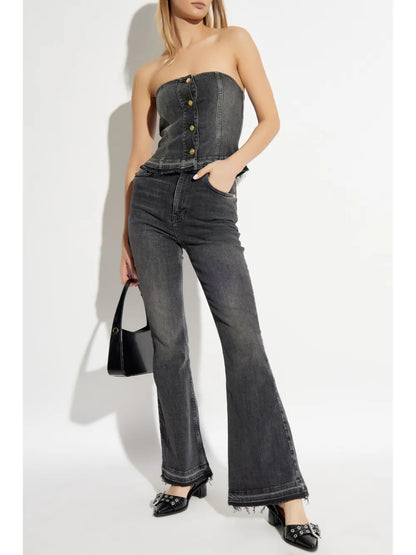 Logo-Patch High-Waist Flared Jeans