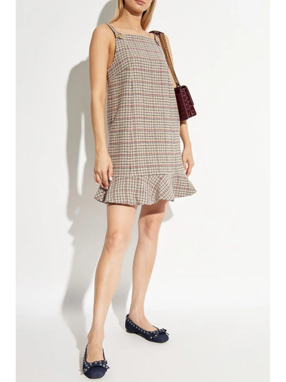 Sleeveless Checked Minidress