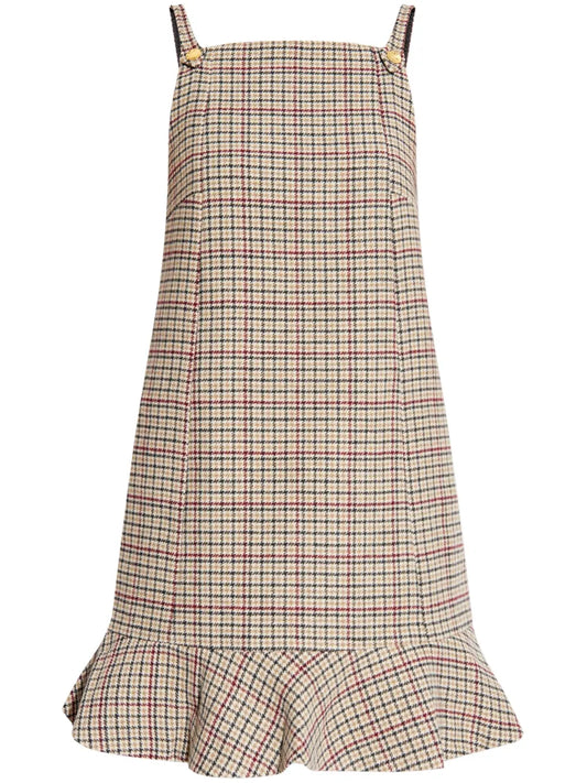 Sleeveless Checked Minidress