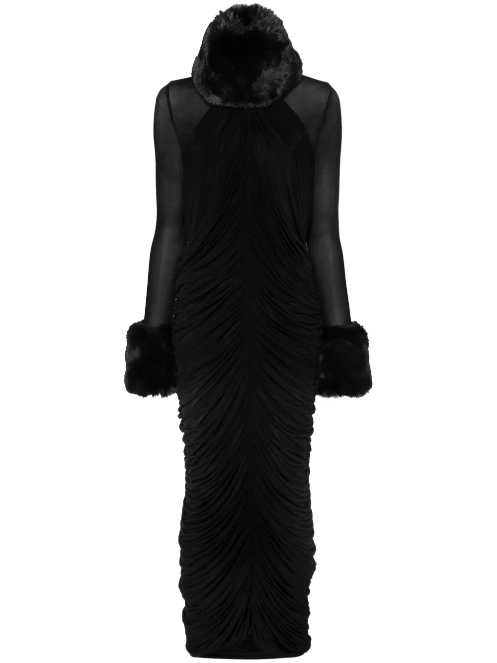 Faux-Fur Trim Maxi Dress