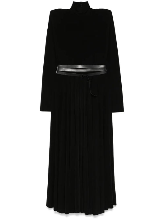 Ls Shoulder-Pad Midi Dress