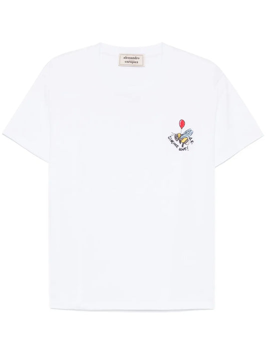 Slogan-Embroidered T-Shirt