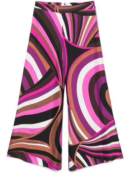 Iride-Print Silk Trousers