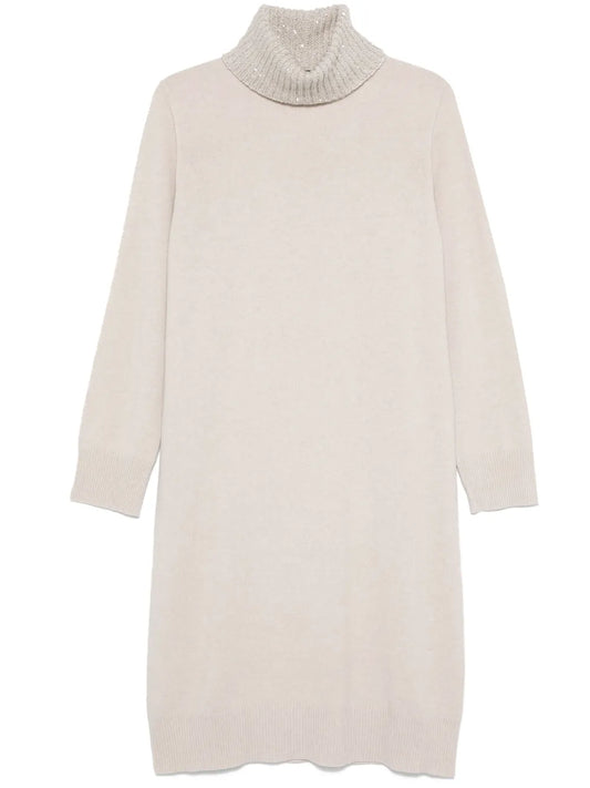 Platinum Sequin-Collar Midi Dress
