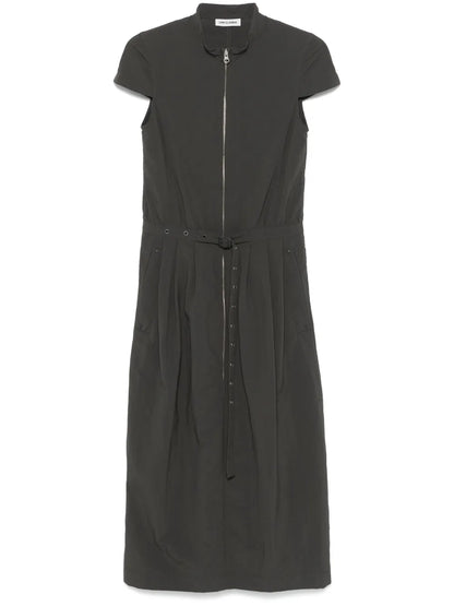 Pleat-Detail Midi Dress