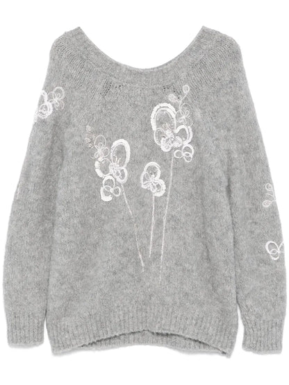 Floral-Motif Sweater