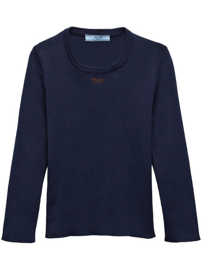 Logo-Embroidered Cotton Knitted Top