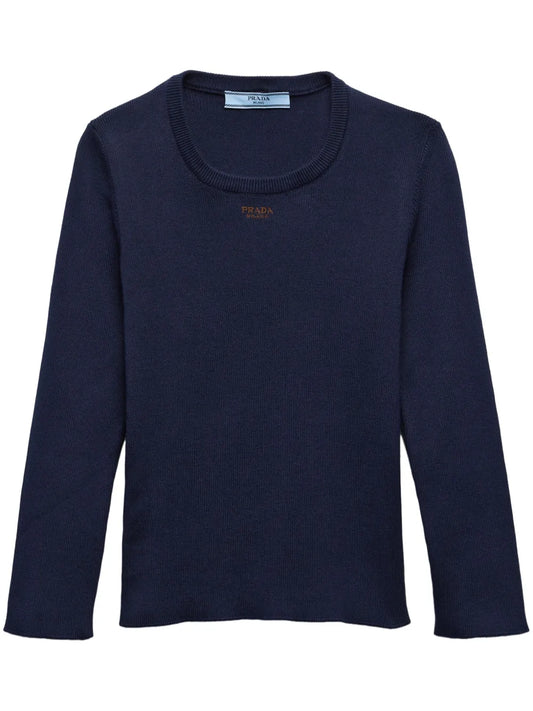 Logo-Embroidered Cotton Knitted Top