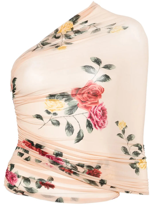 One-Shoulder Wrap Blouse