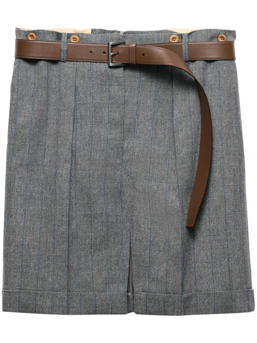 Pinstriped Wool Miniskirt