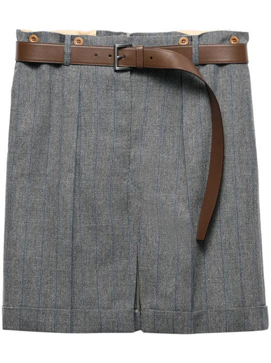 Pinstriped Wool Miniskirt