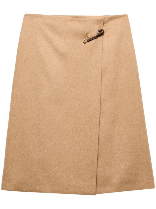 A-Line Wool Midi Skirt