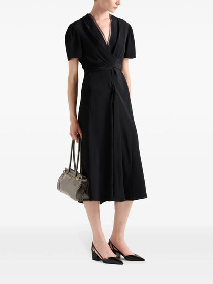 V-Neck Short-Sleeve Midi Dress
