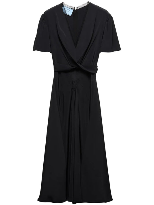 V-Neck Short-Sleeve Midi Dress
