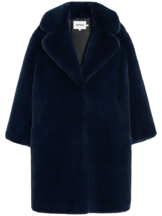 Steffi Wide-Lapels Faux-Fur Coat