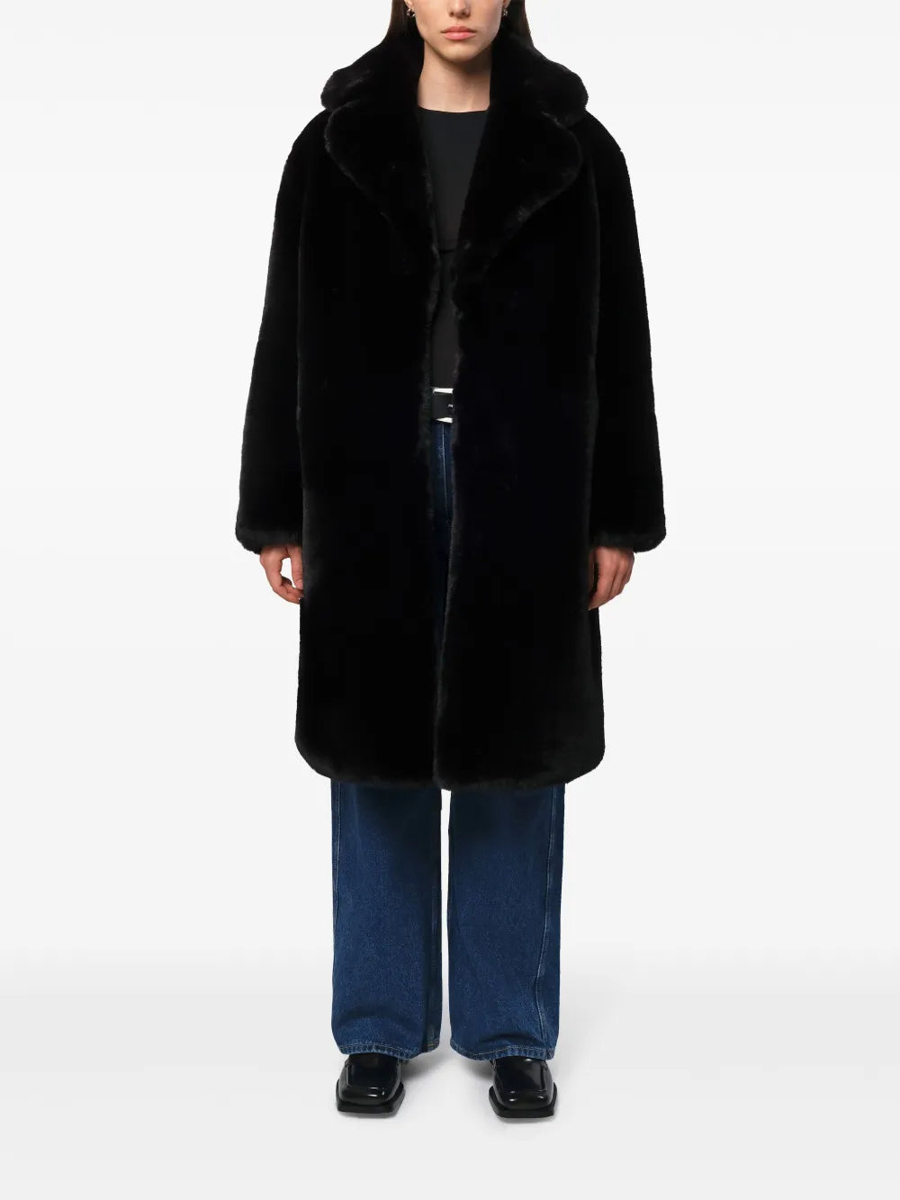 Steffi Wide-Lapels Faux-Fur Coat
