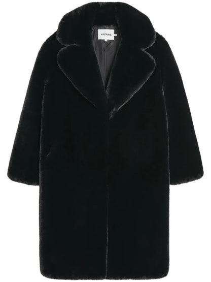 Steffi Wide-Lapels Faux-Fur Coat