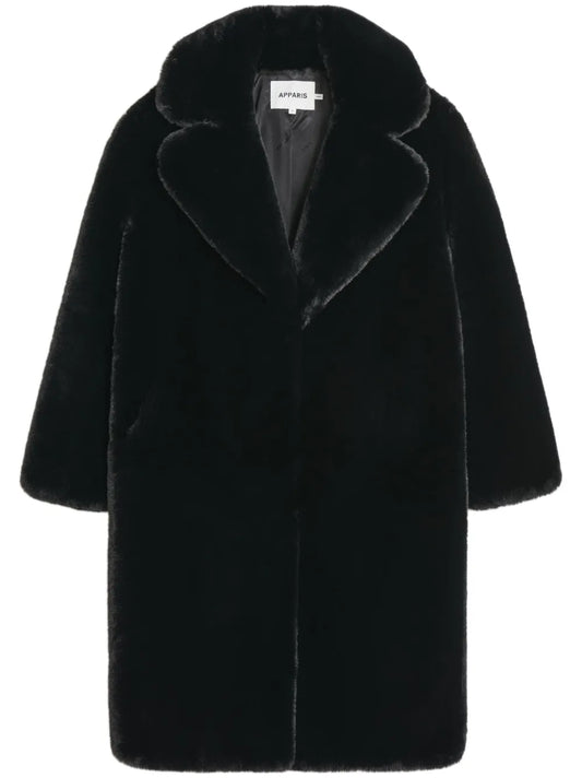 Steffi Wide-Lapels Faux-Fur Coat