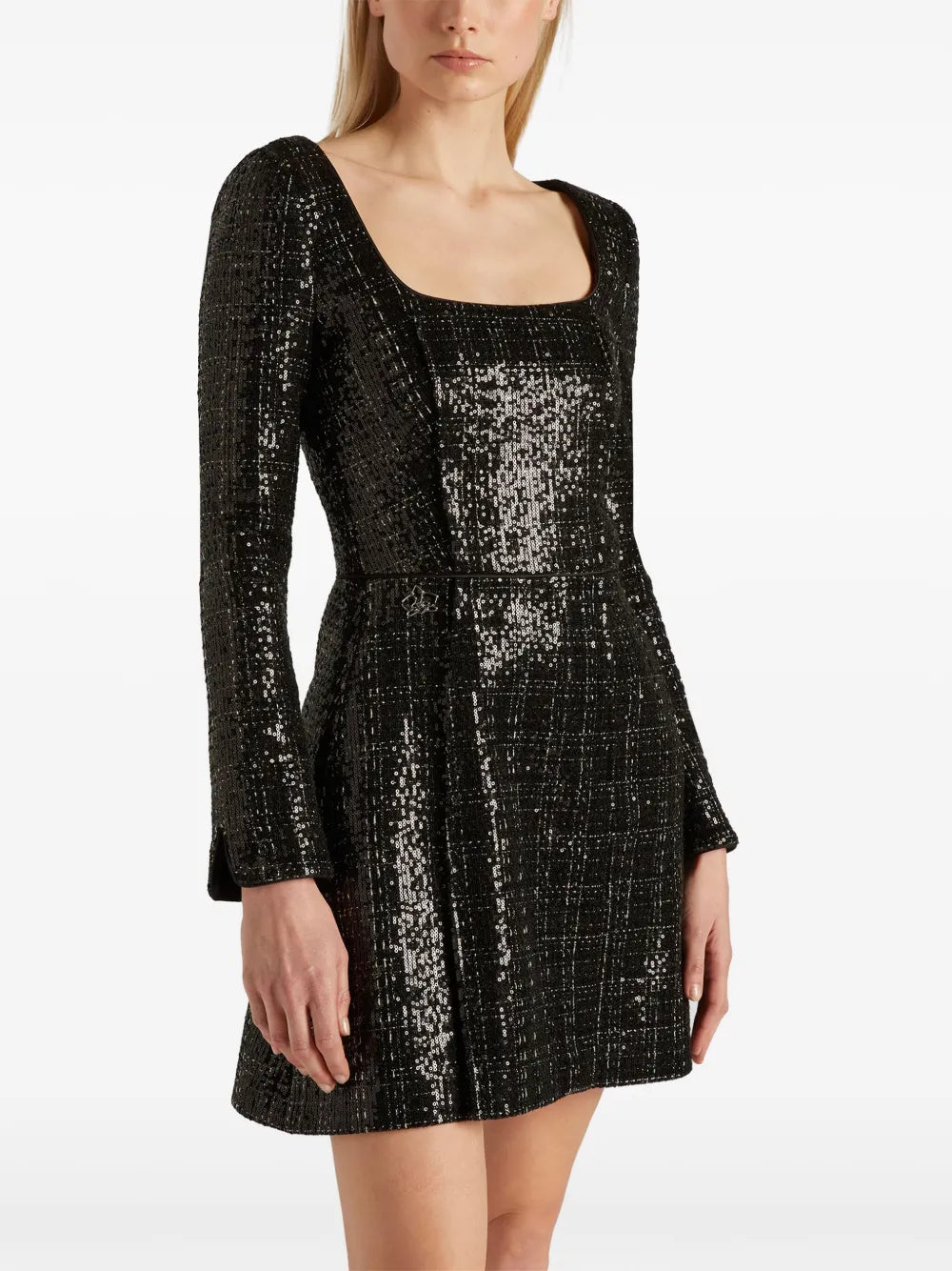 Sequin-Embellished Tweed Mini Dress