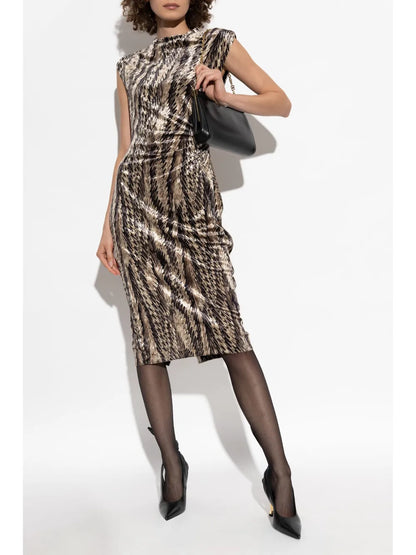 Abstract-Pattern Midi Dress