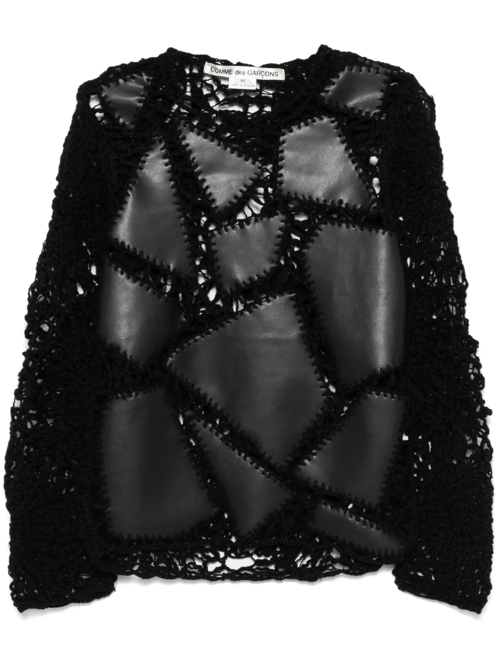 Faux-Leather Patch Sweater